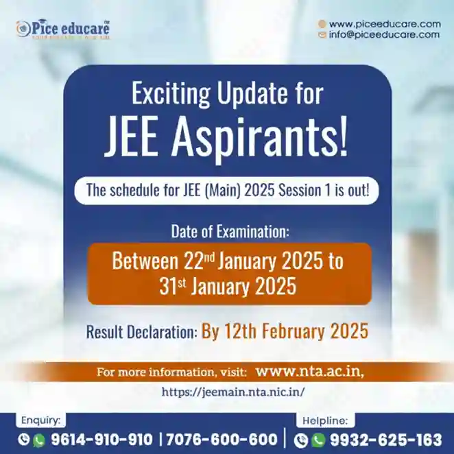 JEE(Main)- 2025: Exam Dates Announced for Session 1